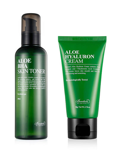 Aloe BHA Skin Toner + Hyaluron Cream Set