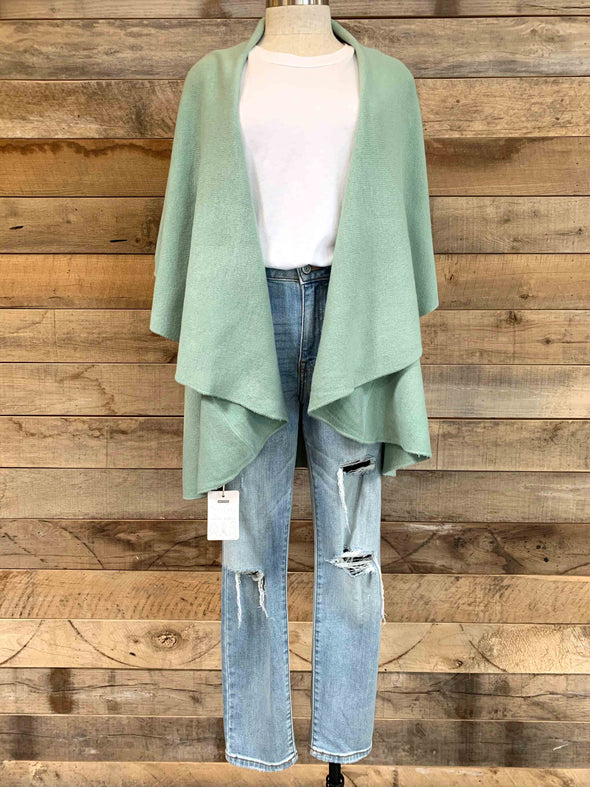 Basic Shawl Vest - Vivi Green